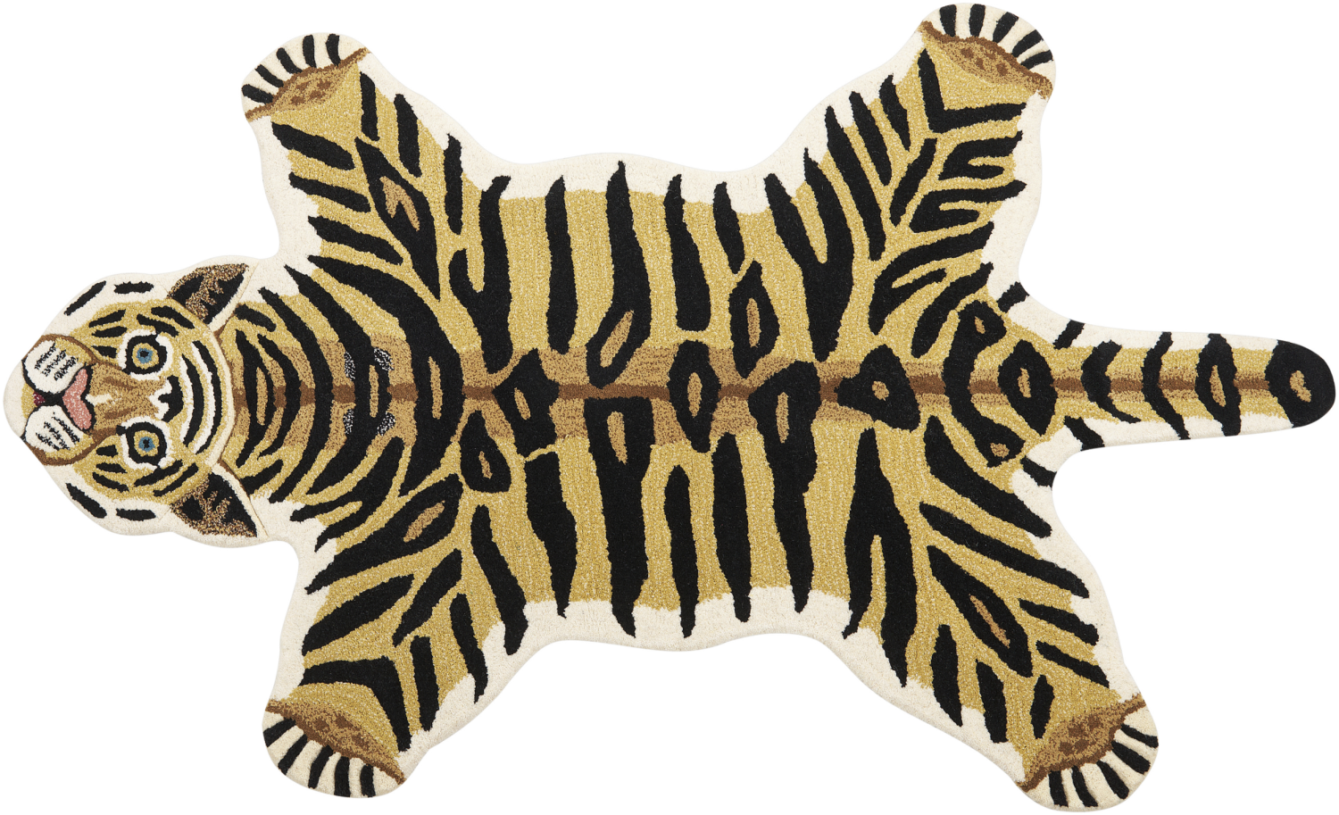 Kinderteppich Wolle beige schwarz 100 x 160 cm Tigermotiv SHERE Bild 1