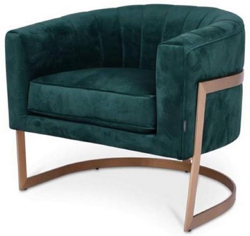 Casa Padrino Luxus Samt Sessel Dunkelgrün / Kupfer 70 x 66 x H. 68 cm - Designer Wohnzimmermöbel Bild 1