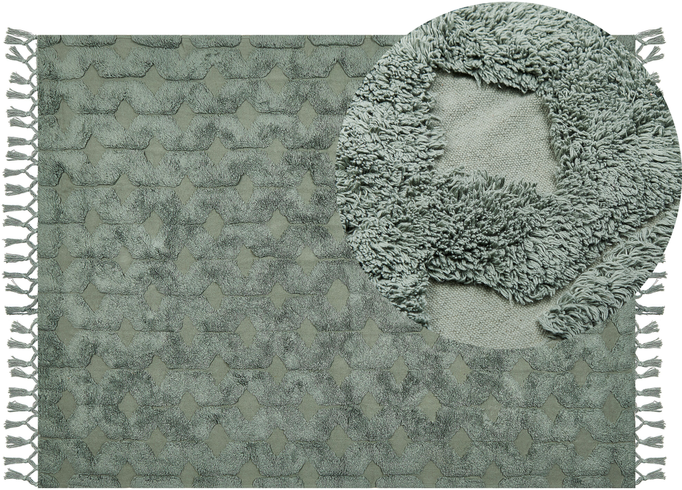 Teppich Baumwolle grün 140 x 200 cm geometrisches Muster Kurzflor KARS Bild 1