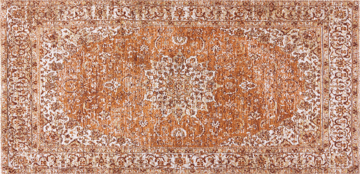 Teppich Baumwolle orange 80 x 150 cm orientalisches Muster Kurzflor HAYAT Bild 1