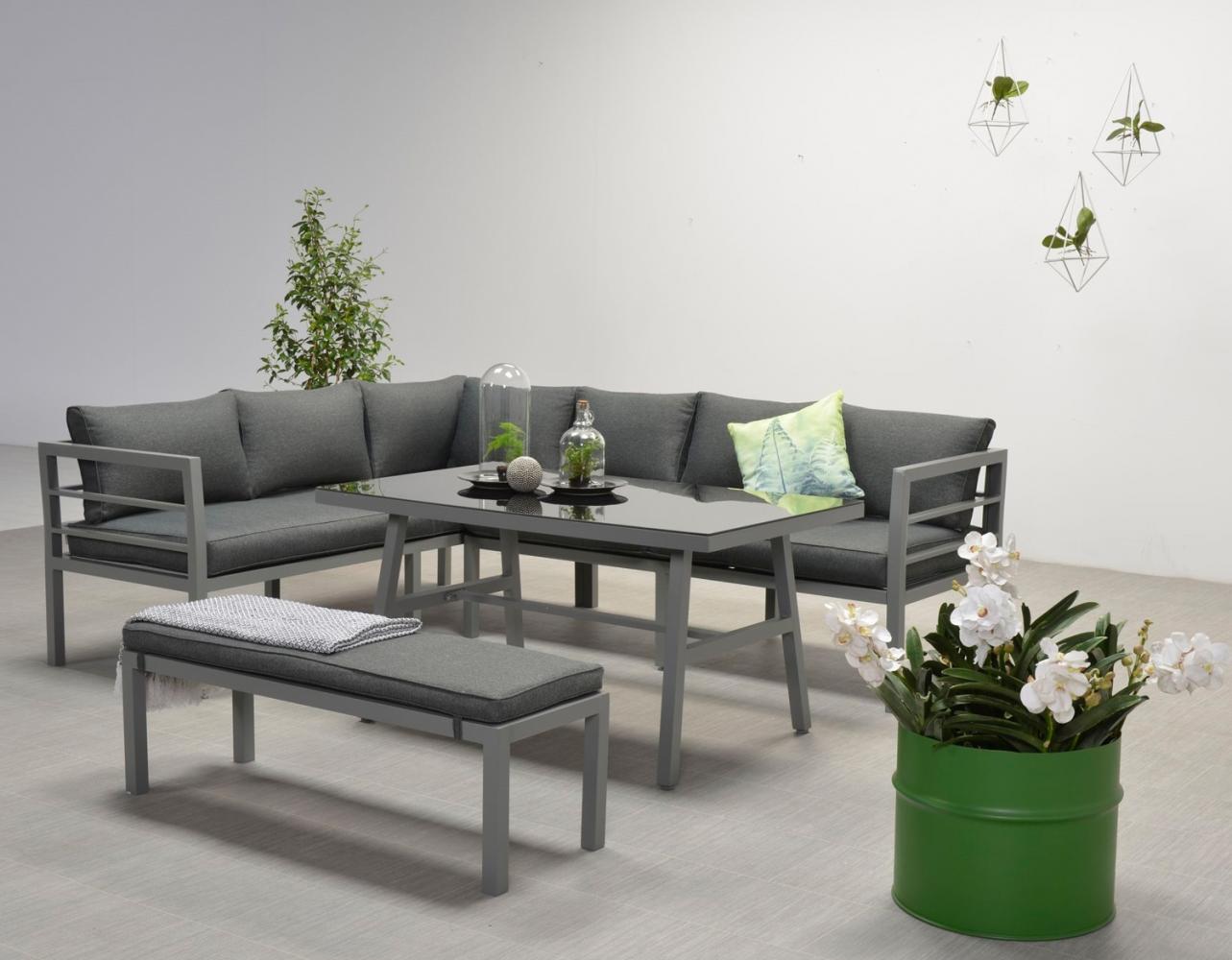 Garden Impressions Dining-Ecklounge "Lakes", inkl. Sitzbank, Tisch und Kissen, arctic grey / reflex black, ohne Sessel,links Bild 1