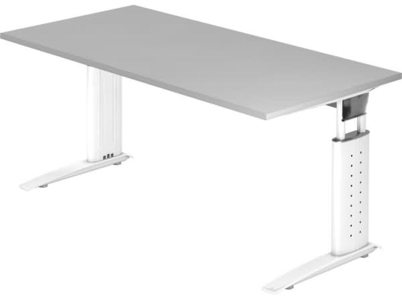 Schreibtisch US16 C-Fuß 160x80cm Grau Gestellfarbe: Weiß Bild 1