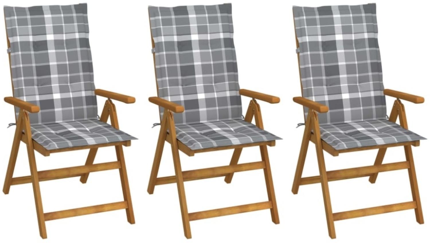 vidaXL Klappbare Gartenstühle 3 Stk. mit Auflagen Massivholz Akazie Bild 1