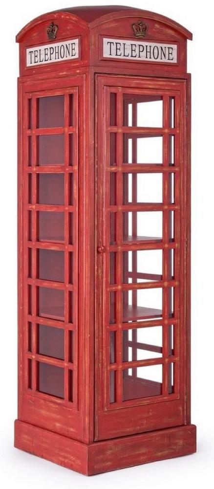 Casa Padrino Landhausstil Bücherschrank Telefonzelle Antik Rot 55 x 51,5 x H. 180 cm - Telefonzellen Regalschrank im englischen Stil - Wohnzimmer Möbel im Landhausstil - Landhausstil Möbel Bild 1