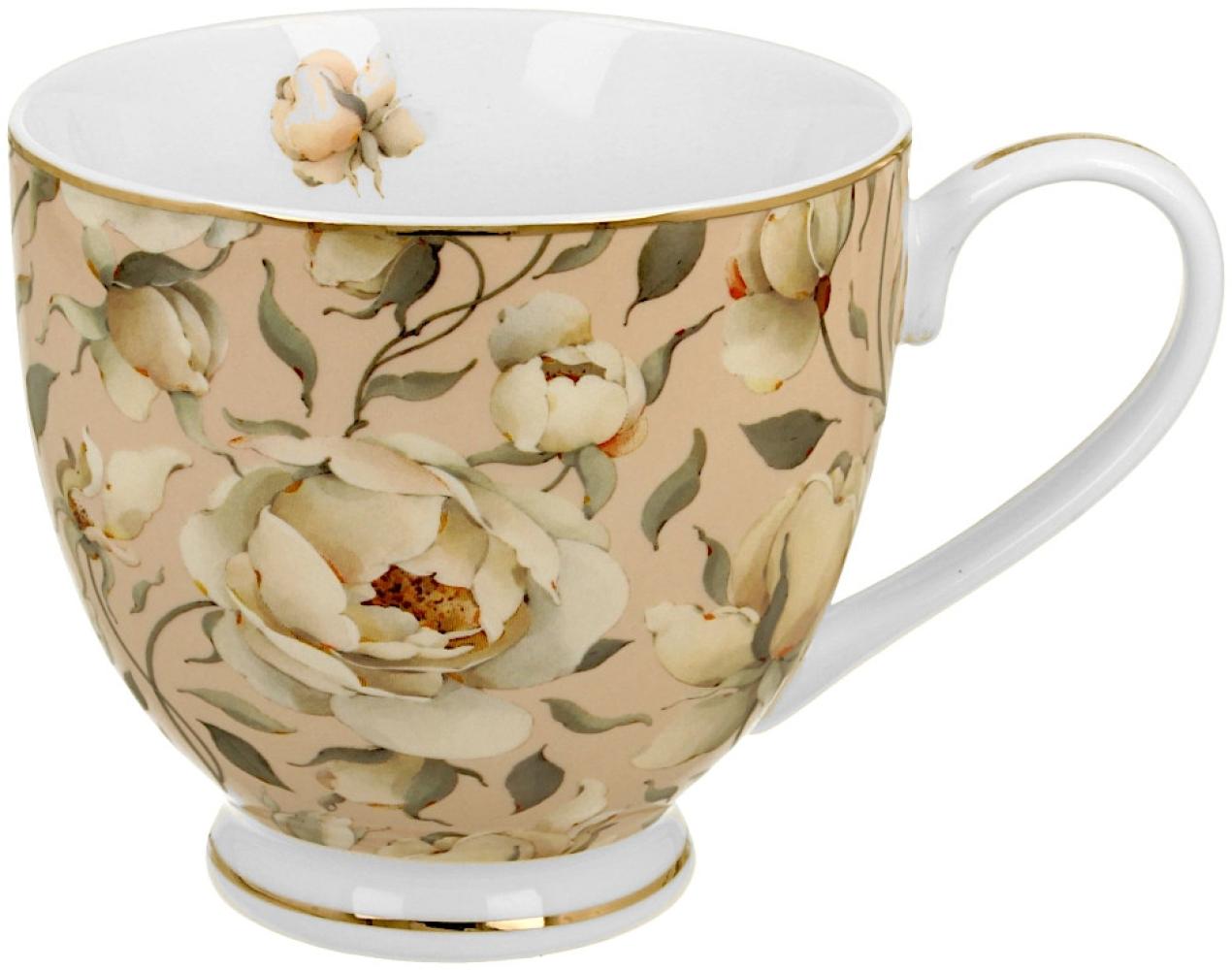 DUO GOLDEN LINE Becher mit Fuß 530 ml ENGLISH ROSES CREAM, New Bone China Porzellan Bild 1