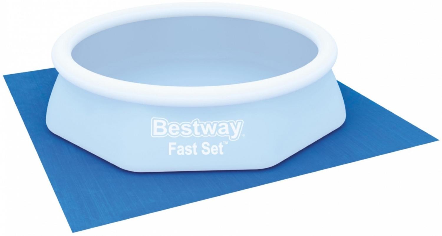 Bestway Flowclear™ quadratische Bodenplane, 274 x 274 cm, für Aufstellpools bis Ø 244 cm, blau Bild 1