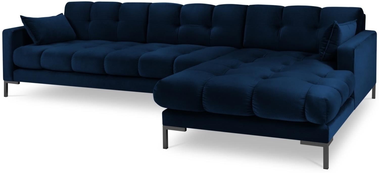 Micadoni 5-Sitzer Samtstoff Ecke rechts Sofa Mamaia | Bezug Royal Blue | Beinfarbe Black Metal Bild 1