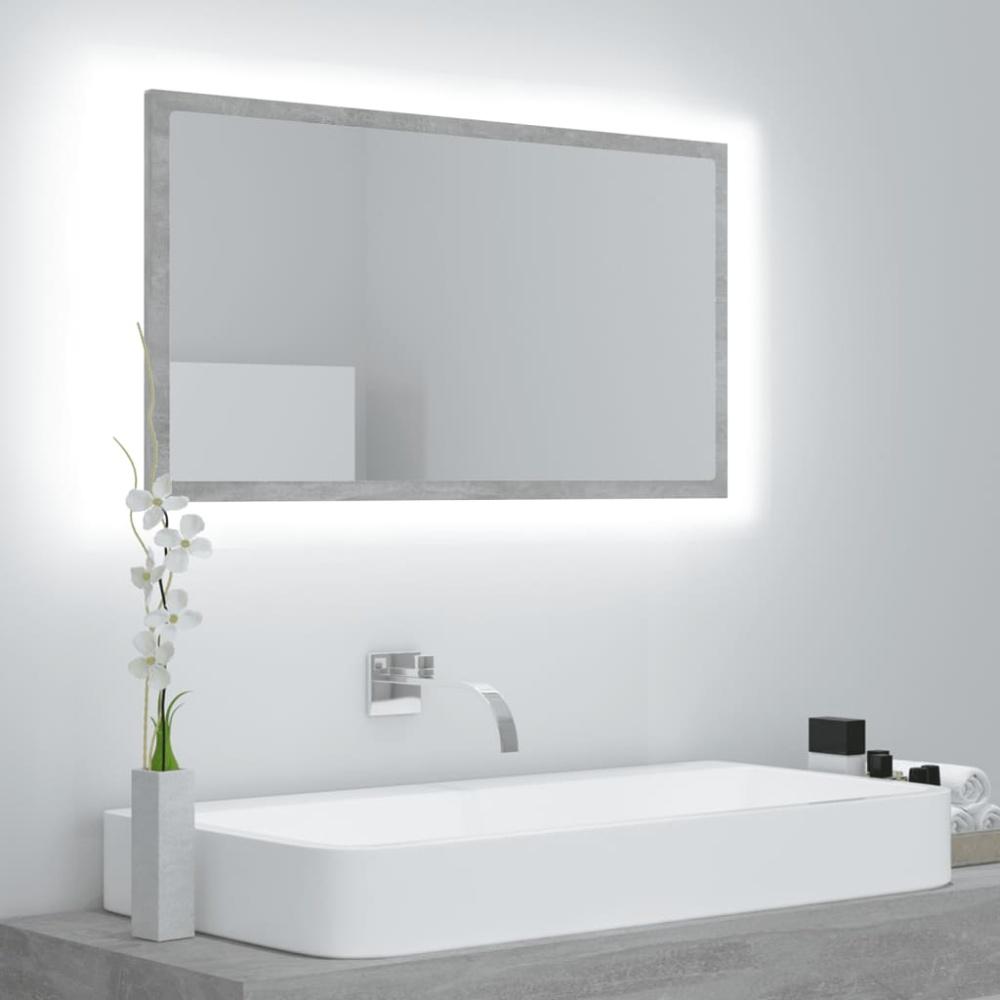 LED-Badspiegel, Spanplatte Betongrau, 80 x8,5 x 37 cm Bild 1