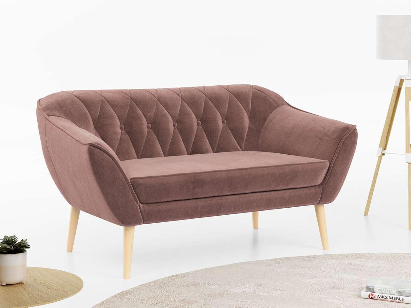 Sofa, Skandinavischer Stil, Holzbeine - PIRS - 2 Sitzer - Rosa - Velvet Bild 1