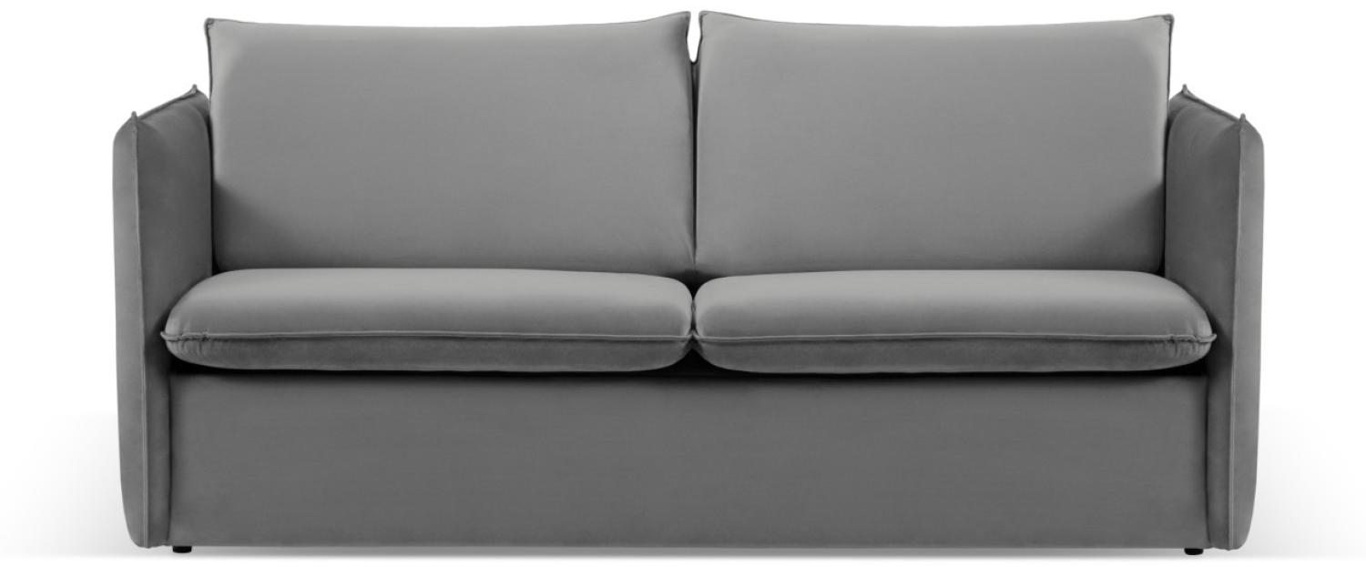 Micadoni 3-Sitzer Samtstoff Sofa mit Bettfunktion Agate | Bezug Light Grey | Beinfarbe Black Plastic Bild 1