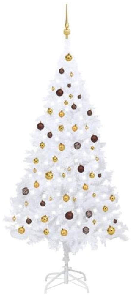 vidaXL Künstlicher Weihnachtsbaum mit LEDs & Kugeln Weiß 210 cm PVC, Mit Beleuchtung [3077542] Bild 1