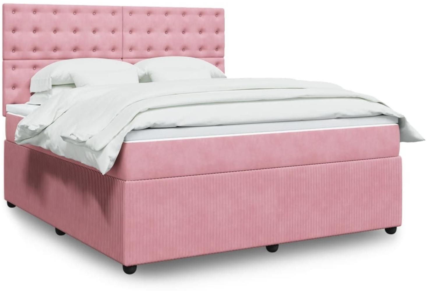 vidaXL Boxspringbett mit Matratze Rosa 180x200 cm Samt 3292423 Bild 1