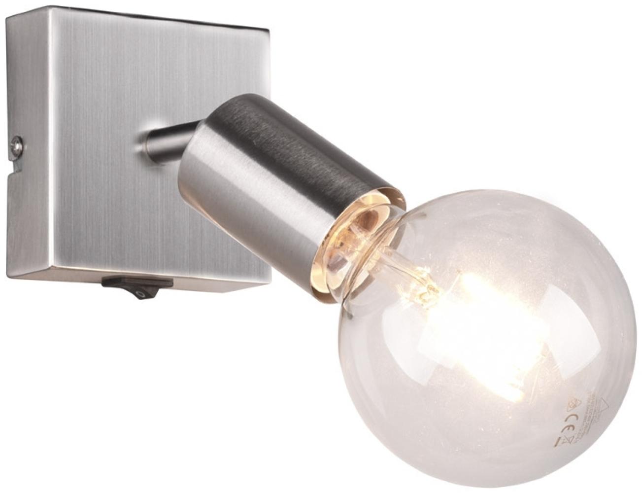 LED Wandstrahler Silber dimmbar, 1 flammiger Spot mit Schalter, 9x11cm Bild 1