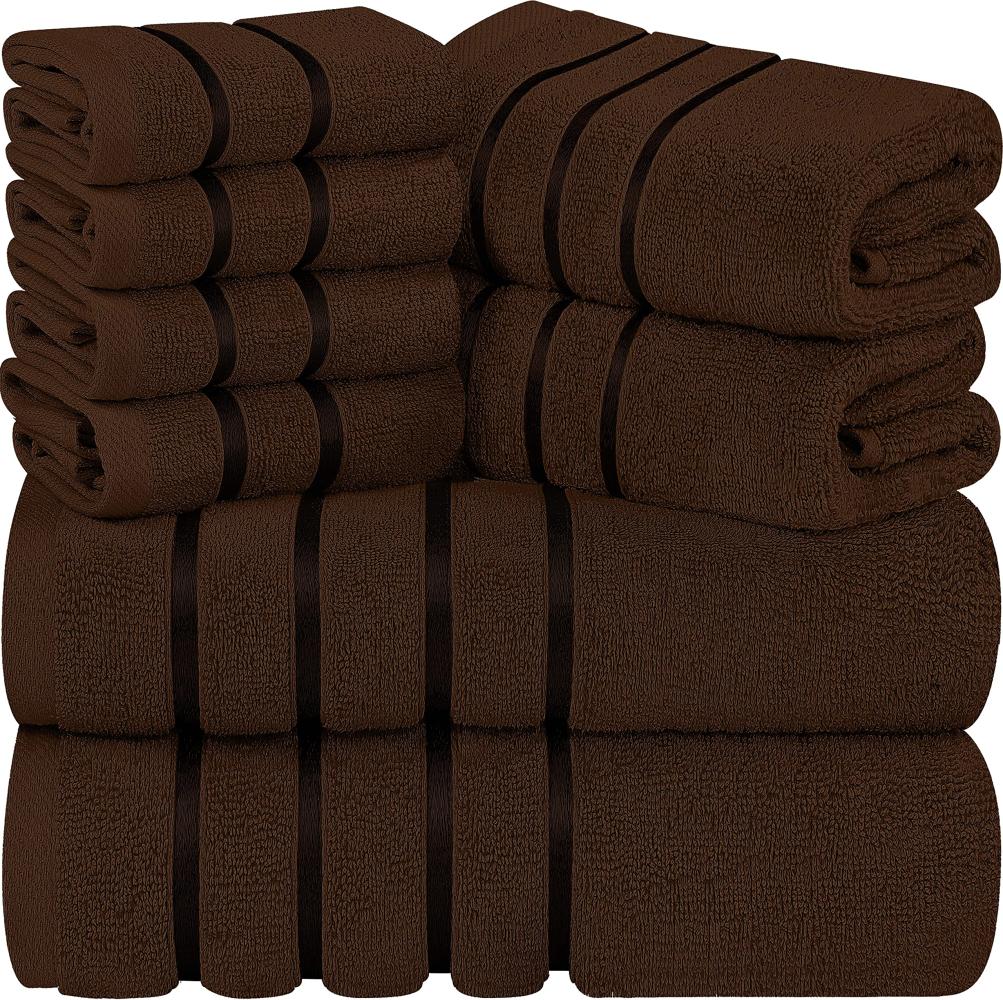 Utopia Towels - 8er-Pack Handtuch-Set mit Aufhängeschlaufe aus 97% Baumwolle, saugfähig und schnell trocknend 2 Badetücher, 2 Handtücher, 4 Waschlappen (Braun) Bild 1