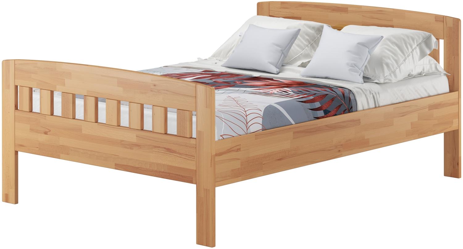 Erst-Holz Stabiles Buchen-Doppelbett in zeitlosem Stil 140x200 cm V-60. 76-14 ohne Zubehör Bild 1