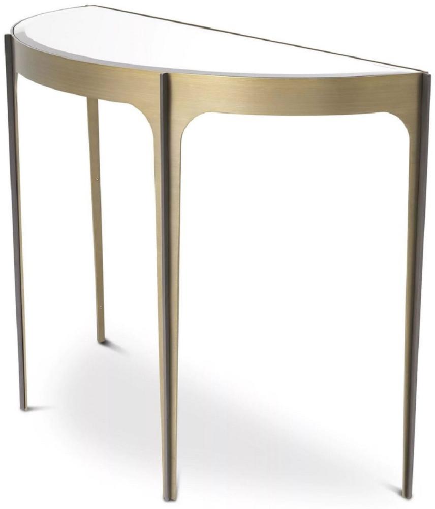 Casa Padrino Luxus Konsole Messing / Bronze 102,5 x 40 x H. 75 cm - Edelstahl Konsolentisch mit Spiegelglas Tischplatte - Luxus Möbel Bild 1