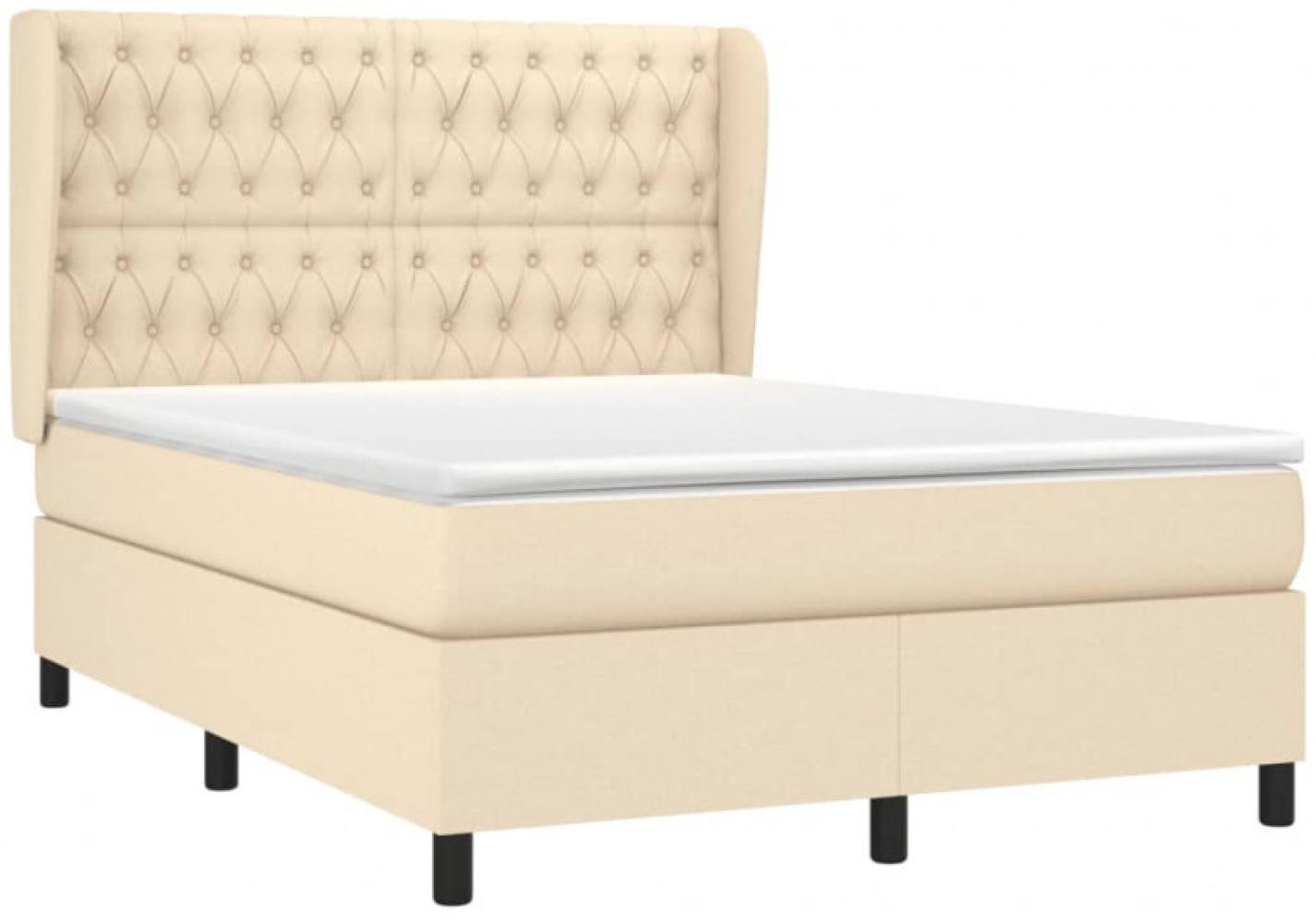 vidaXL Boxspringbett mit Matratze Creme 140x190 cm Stoff, Härtegrad: H2 [3128202] Bild 1