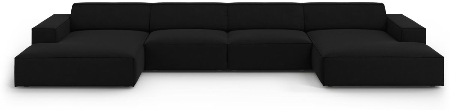 Micadoni 6-Sitzer Samtstoff Panorama Sofa Jodie | Bezug Black | Beinfarbe Black Plastic Bild 1
