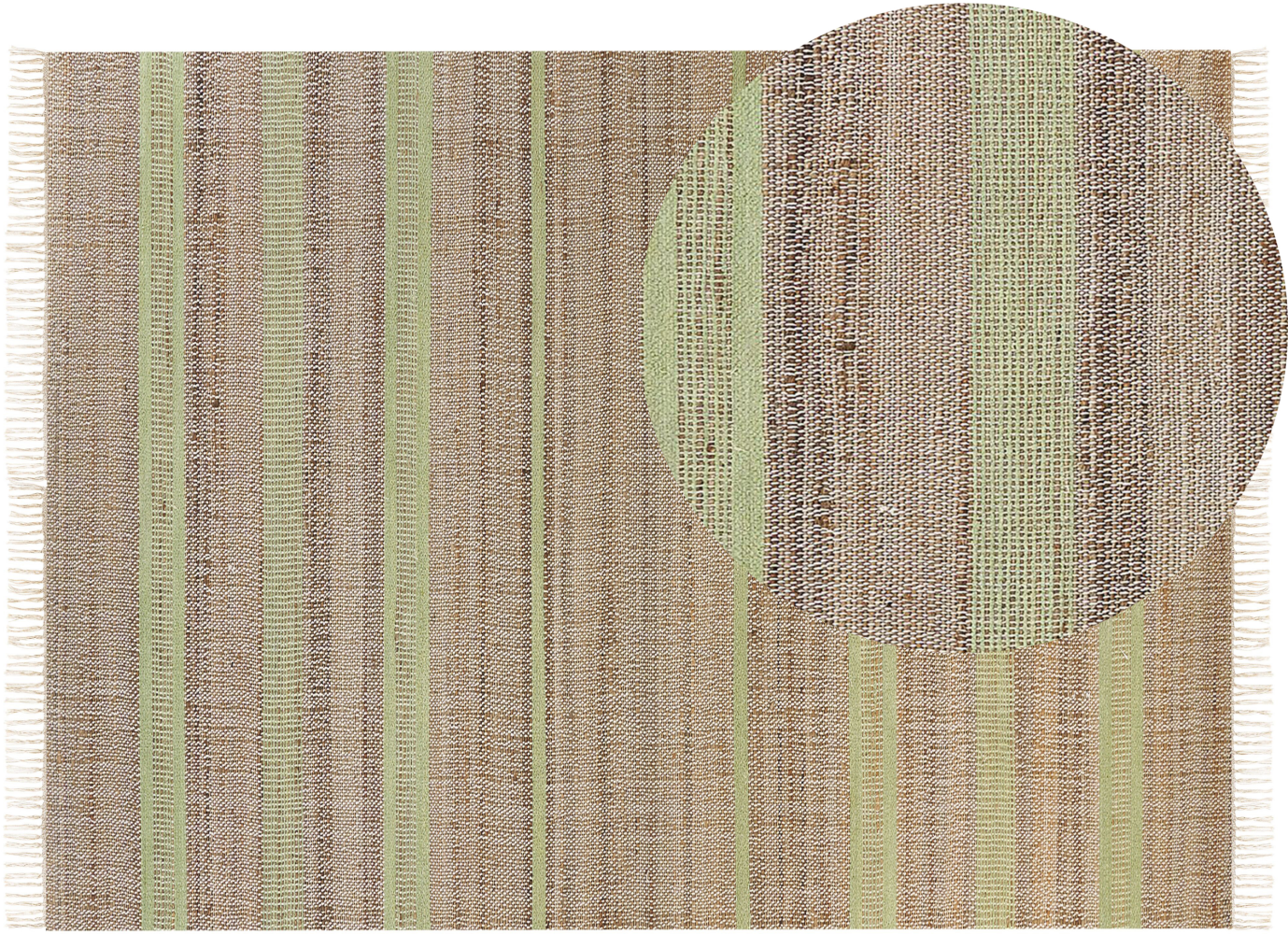 Teppich Jute beige hellgrün 160 x 230 cm Streifenmuster Kurzflor zweiseitig TALPUR Bild 1