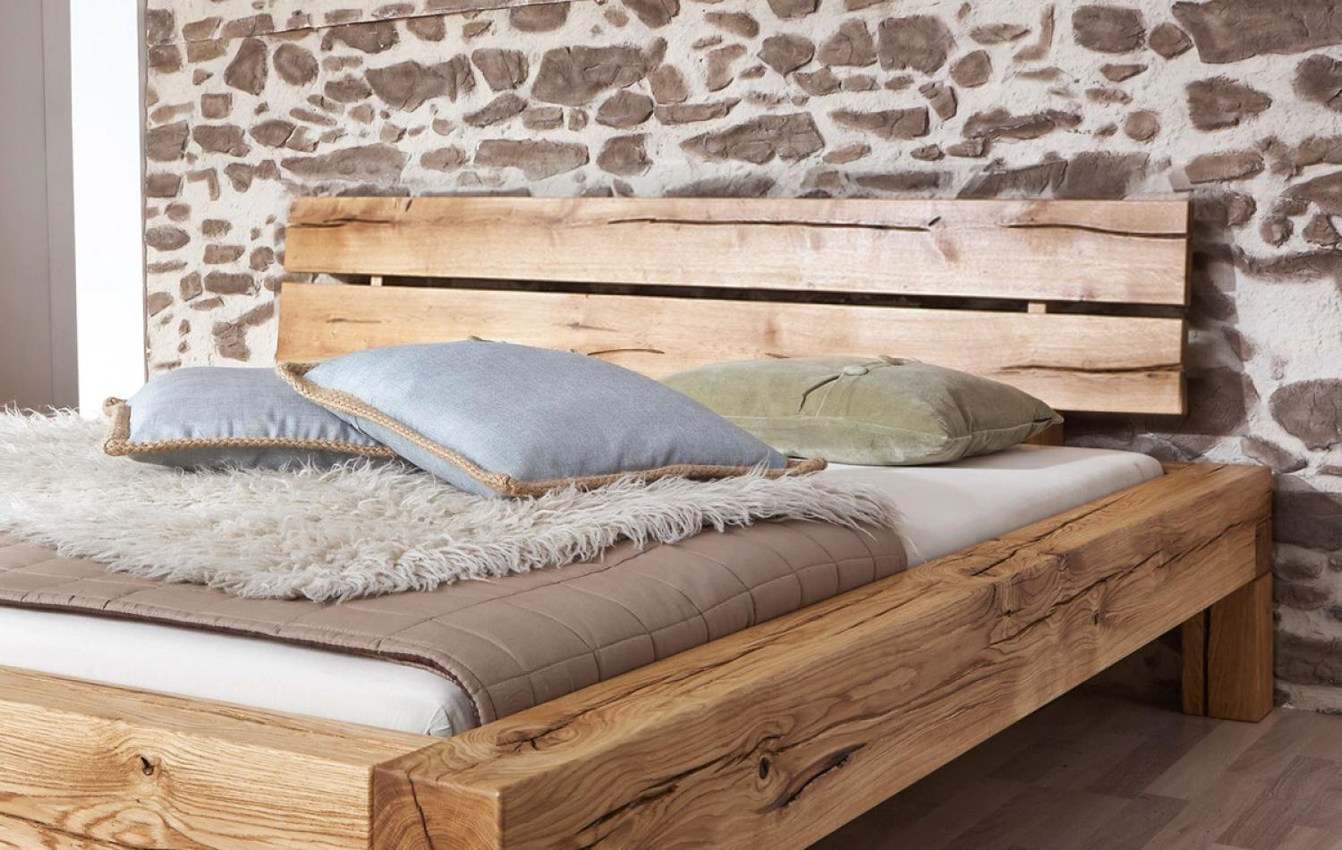 Casa Padrino Luxus Doppelbett Naturfarben - Verschiedene Größen - Massivholz Bett mit Kopfteil und Matratze - Schlafzimmer Möbel - Hotel Möbel - Luxus Möbel - Luxus Einrichtung Bild 1