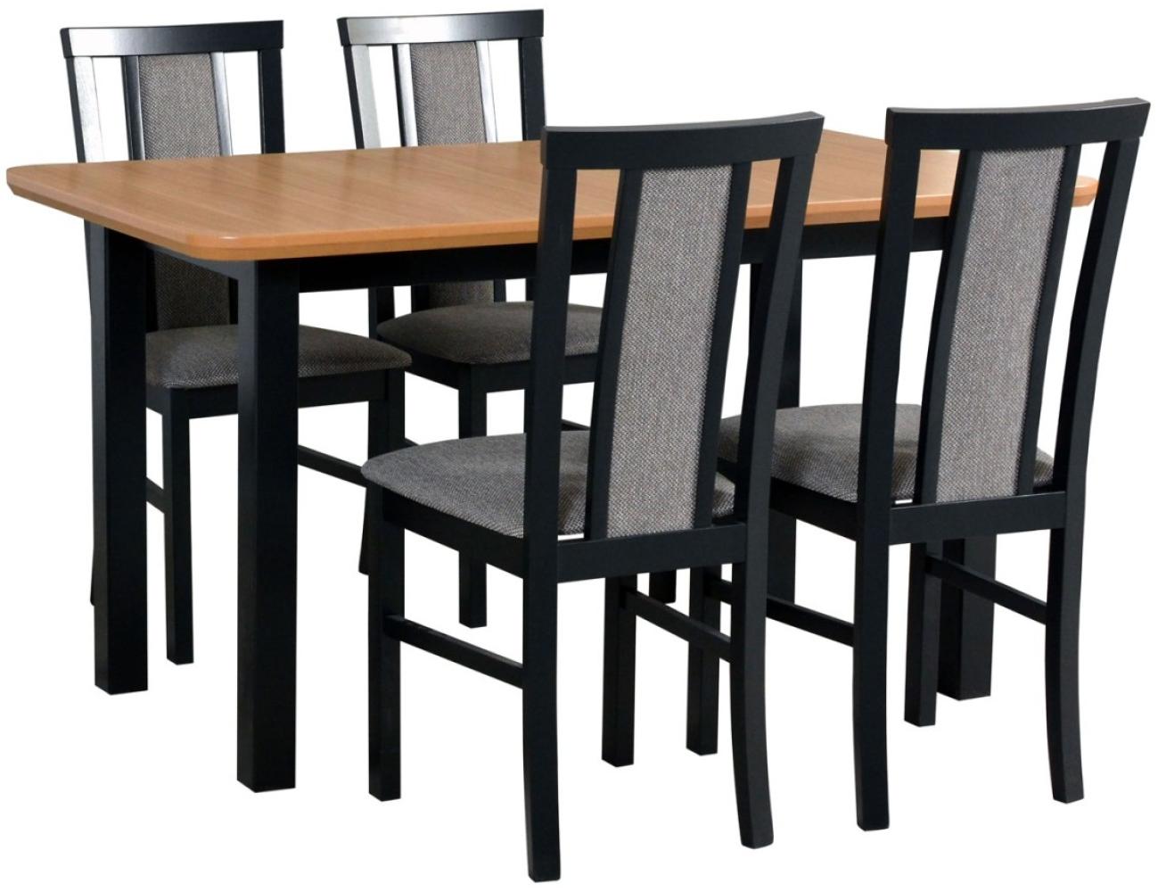 Essgruppe Milano 7 Tischgruppe schwarz Strukturstoff grau Setgröße wählbar Bild 1