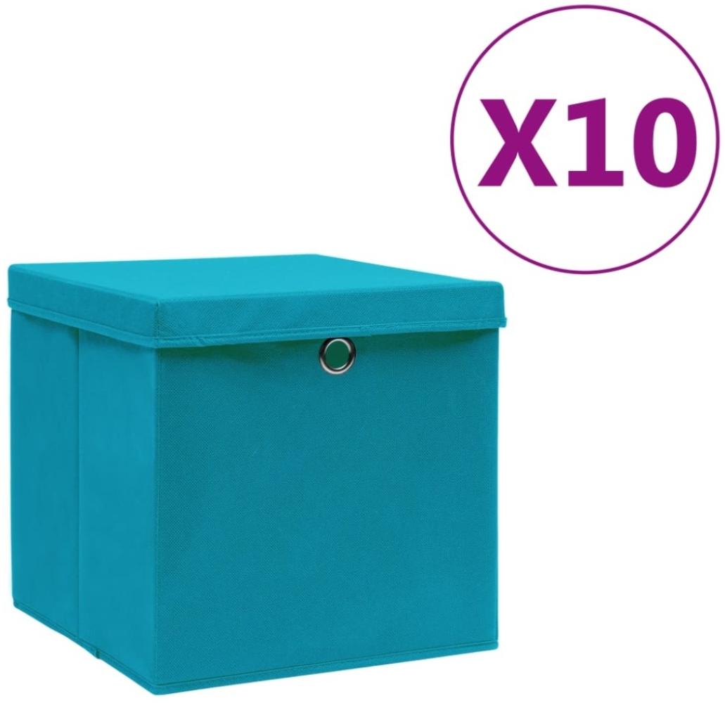 vidaXL Aufbewahrungsboxen mit Deckeln 10 Stk. 28x28x28 cm Babyblau Bild 1