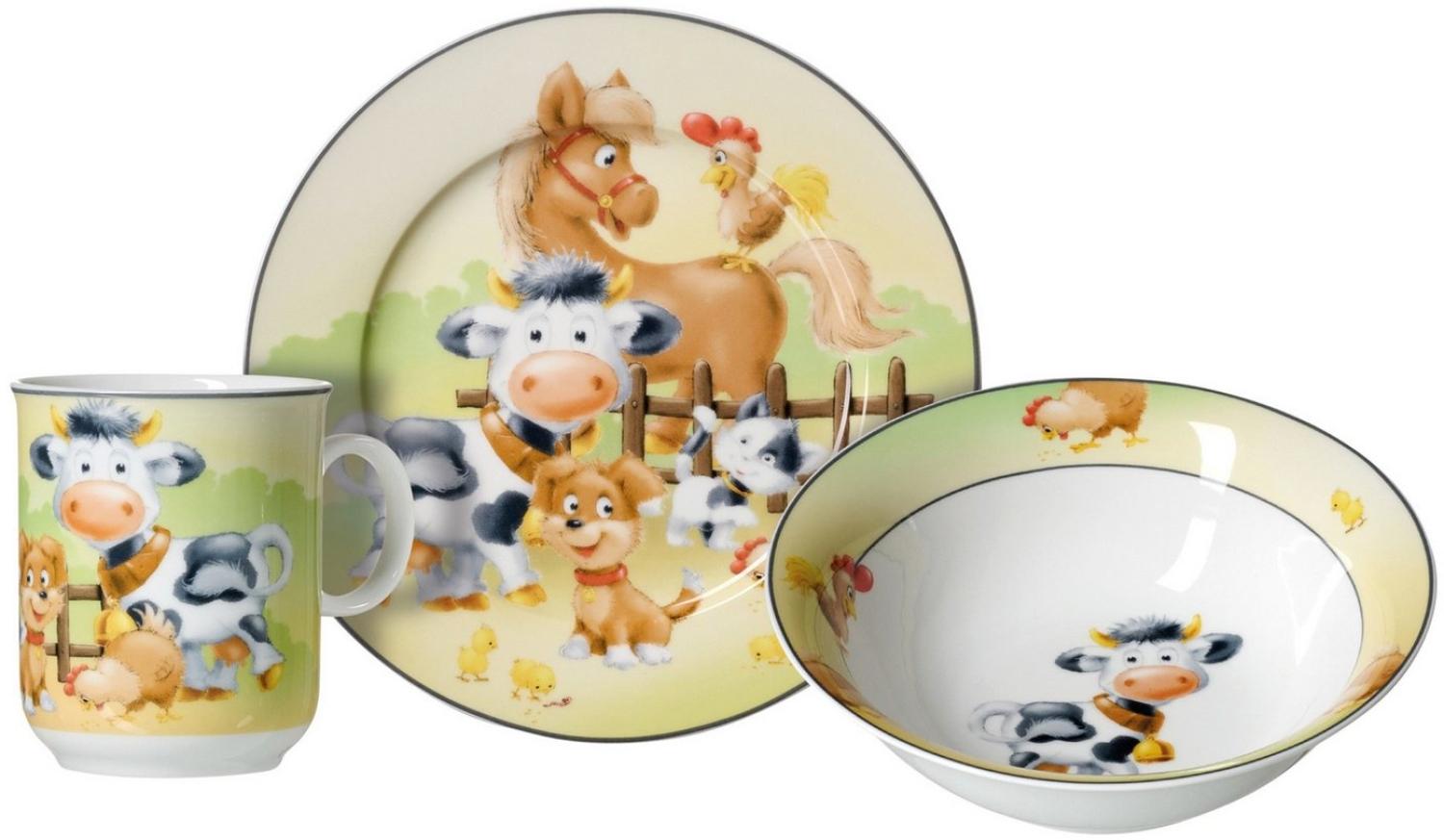 Ritzenhoff & Breker Kindergeschirr-Set Hoftiere (3-tlg), 1 Personen, Porzellan, im Geschenkkarton Bild 1