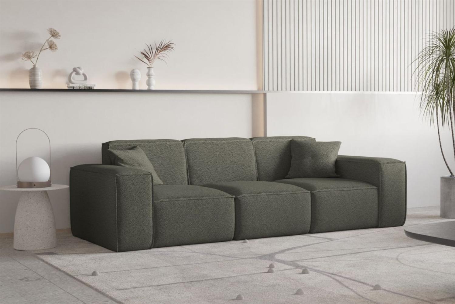 Sofa Designersofa CELES PREMIUM 3-Sitzer in Stoff Ascot Bukla Moosgrün Bild 1