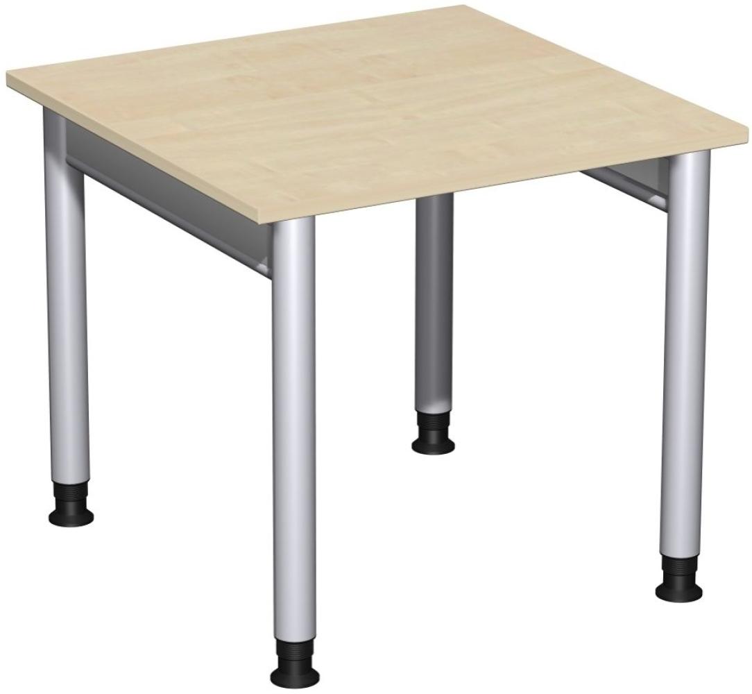 Schreibtisch '4 Fuß Pro' höhenverstellbar, 80x80cm, Ahorn / Silber Bild 1