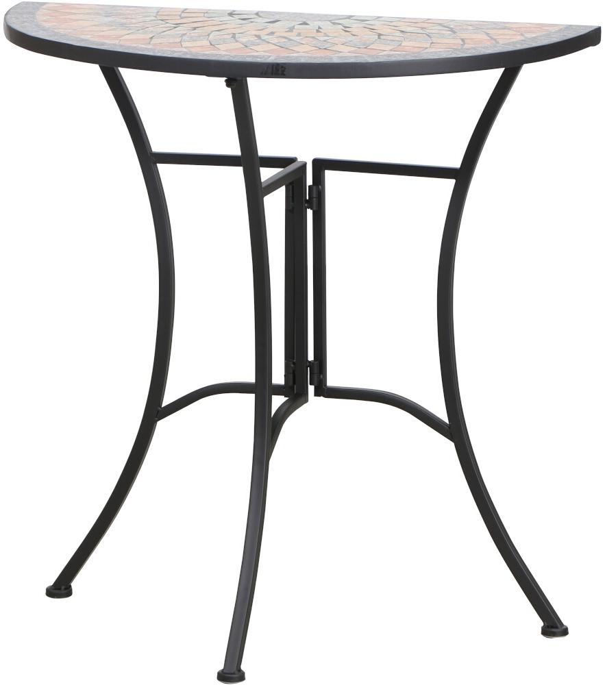 SIENA GARDEN Prato Tisch 35,5 x7 0 x 71,5 cm Gestell Stahl matt-schwarz, Tischplatte Keramik mehrfarbig mosaikoptik Bild 1
