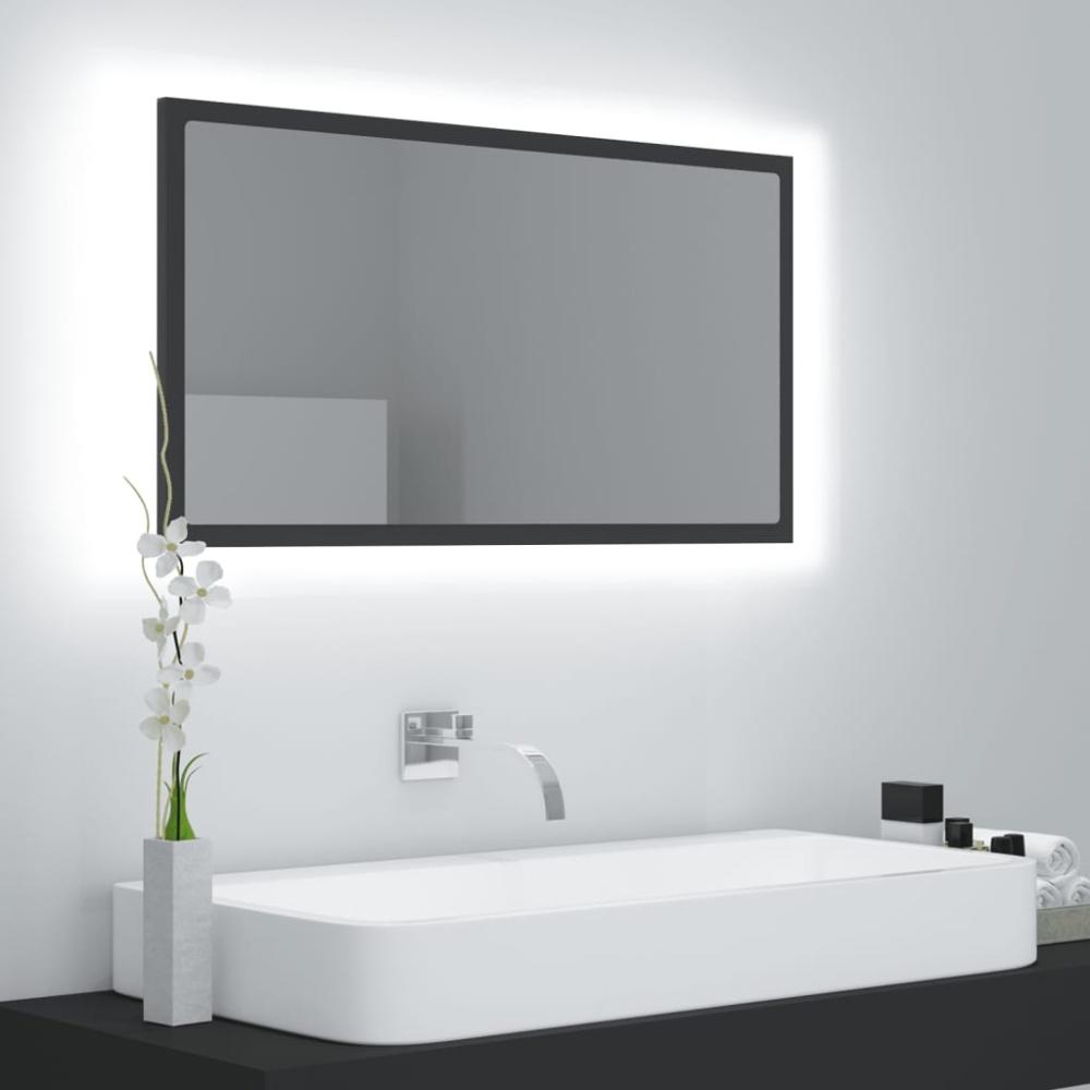 vidaXL LED-Badspiegel Grau 80x8,5x37 cm Spanplatte Bild 1