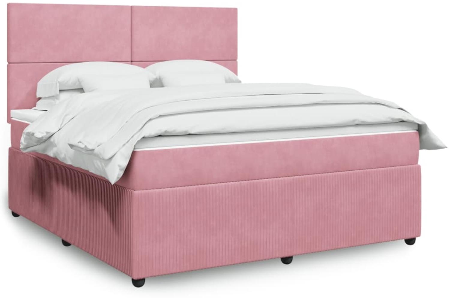 vidaXL Boxspringbett mit Matratze Rosa 180x200 cm Samt 3294705 Bild 1