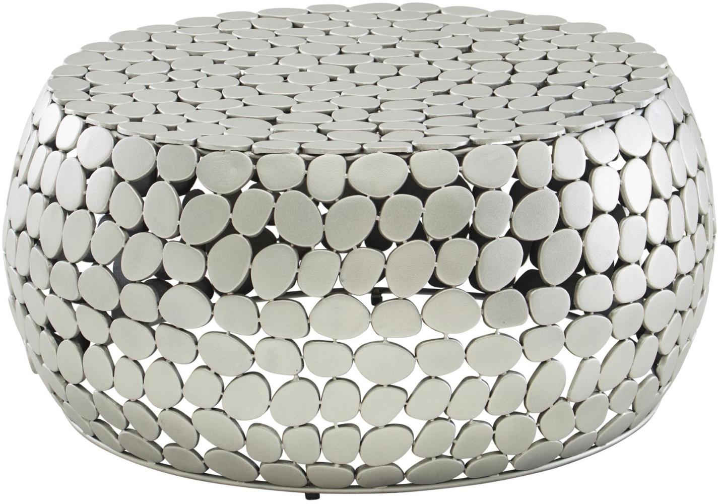 Couchtisch Metall Silber 66x66x32 cm Sofatisch Aluminium | Design Wohnzimmertisch Rund | Kleiner Kaffeetisch Modern | Beistelltisch Anstelltisch Wohnzimmer Bild 1