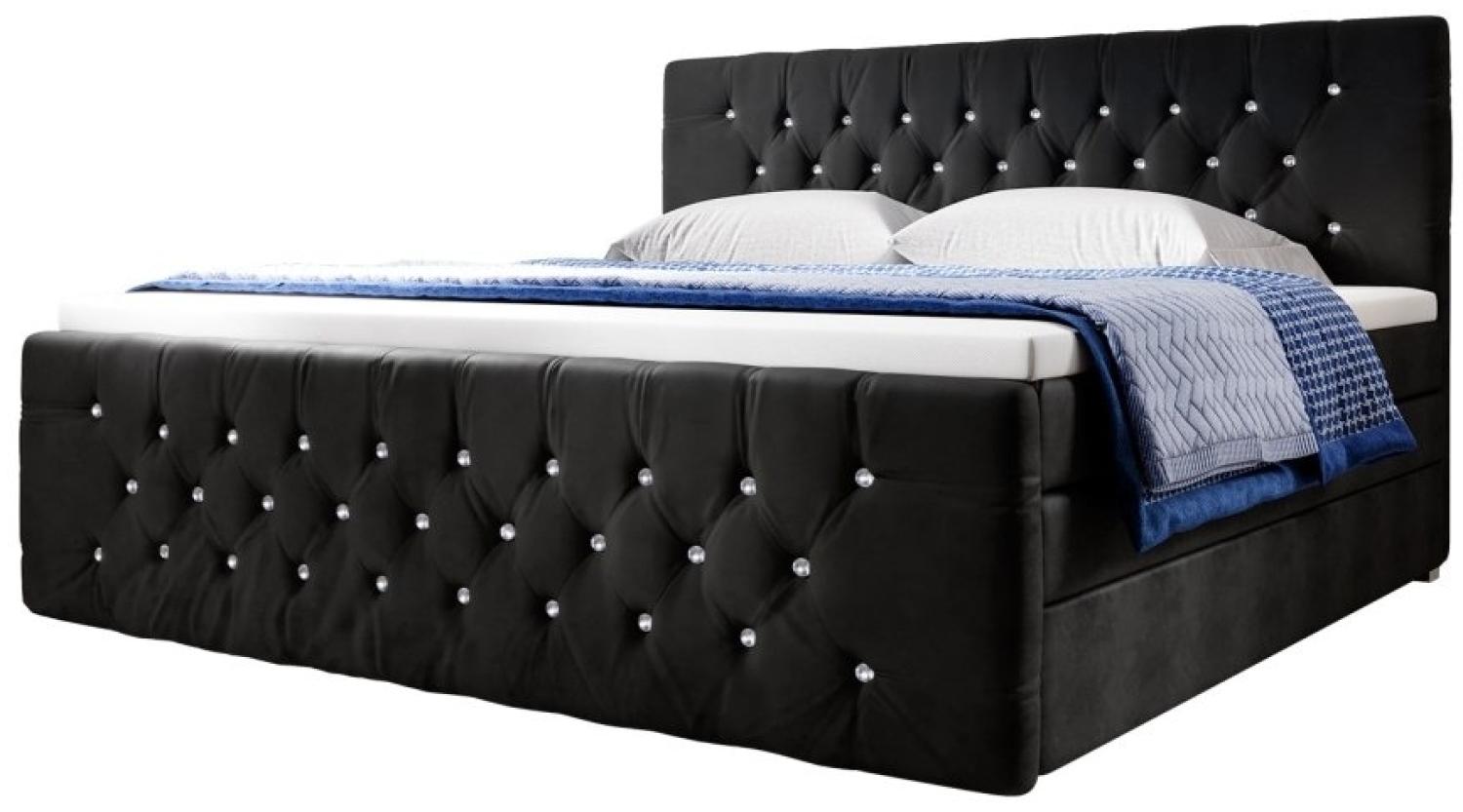 Boxspringbett Nobile mit Strass und Stauraum Rot 160x200 H2 Bild 1