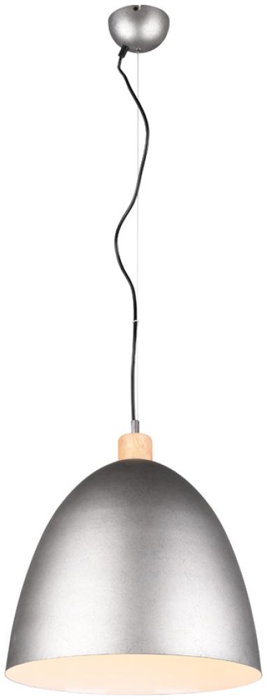 LED Pendelleuchte Lampenschirm Metall/Holz Silber Antik dimmbar Ø40cm Bild 1