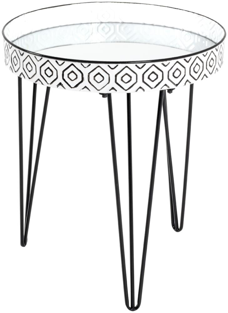 Beistelltisch in schwarz-weiß aus Stahlrohr, Metall, Spiegelglas - 53cm (H) Bild 1
