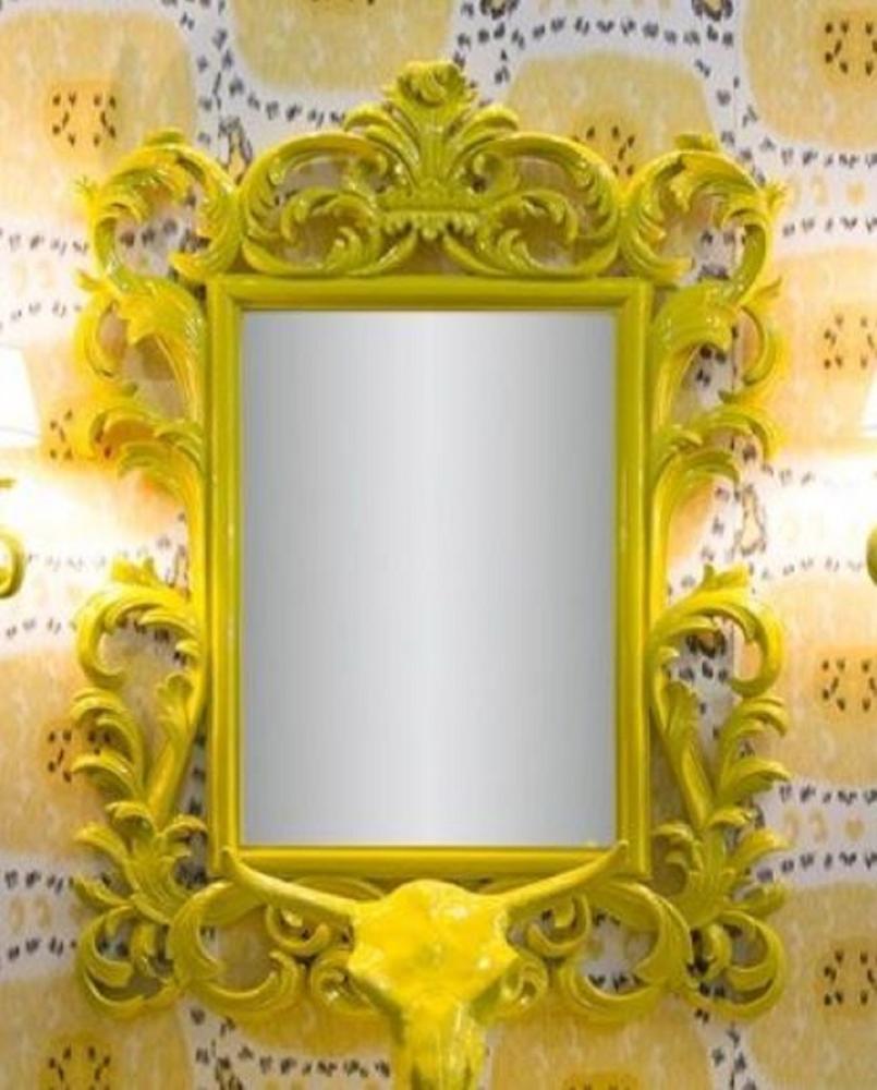 Casa Padrino Luxus Barock Spiegel Gelb - Handgefertigter Wandspiegel im Barockstil - Prunkvolle Barock Deko Accessoires Bild 1