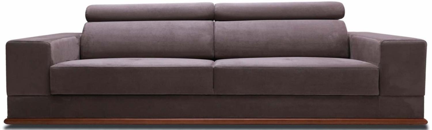 Casa Padrino Luxus Samt Sofa mit klappbaren Kopf & Nackenstützen Lila / Braun 240 x 110 x H. 67 cm - Modernes Schlafsofa Bild 1