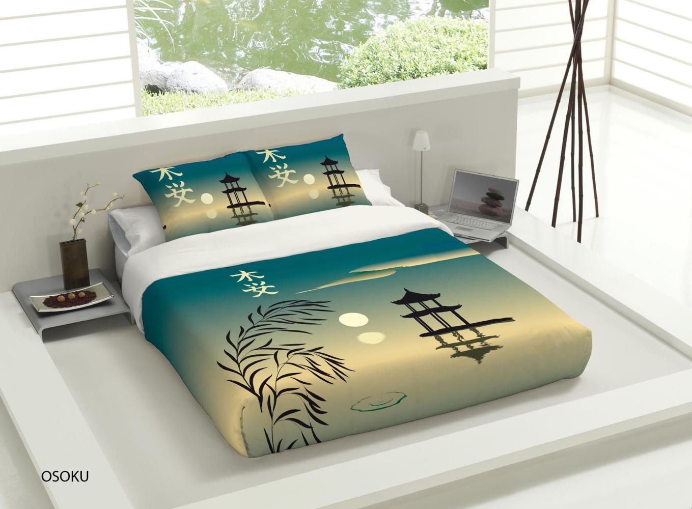 Tsuki Osoku Bettbezug, Baumwolle, Grün (Einzelbett), für 90 cm Bett Bild 1