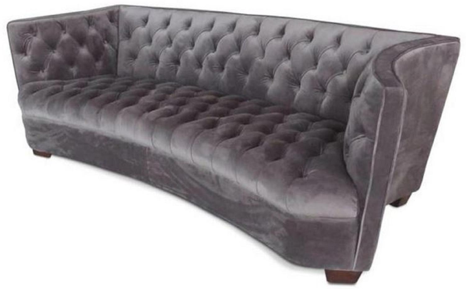 Casa Padrino Luxus Chesterfield Samt Sofa Grau / Braun 221 x 99 x H. 72 cm Bild 1