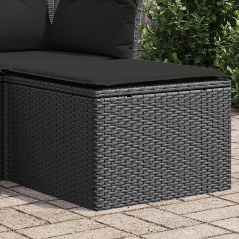 vidaXL Gartenhocker mit Kissen Schwarz 55x55x37 cm Poly Rattan Bild 1