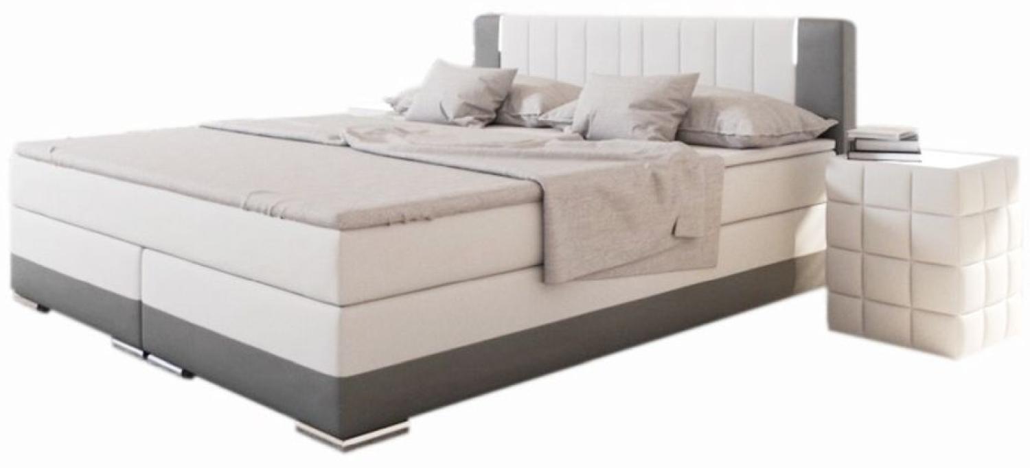SalesFever Bett Boxspringbett 200 x 200 cm LED weiß/grau Kunstleder Holz Bild 1