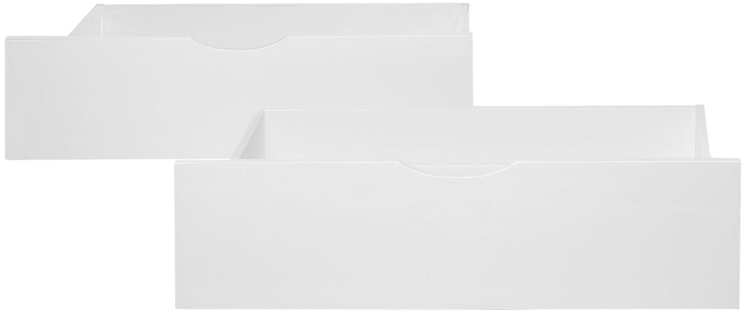 Bettkasten 2er Set Holz Aufbewahrung mit Rollen Bettschublade Bett Auszug Schublade Box Weiß Bild 1