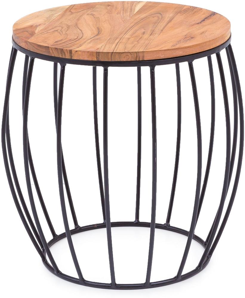 Beistelltisch Korb Holz Couchtisch Holztisch Metall Wohnzimmertisch Tisch Bild 1