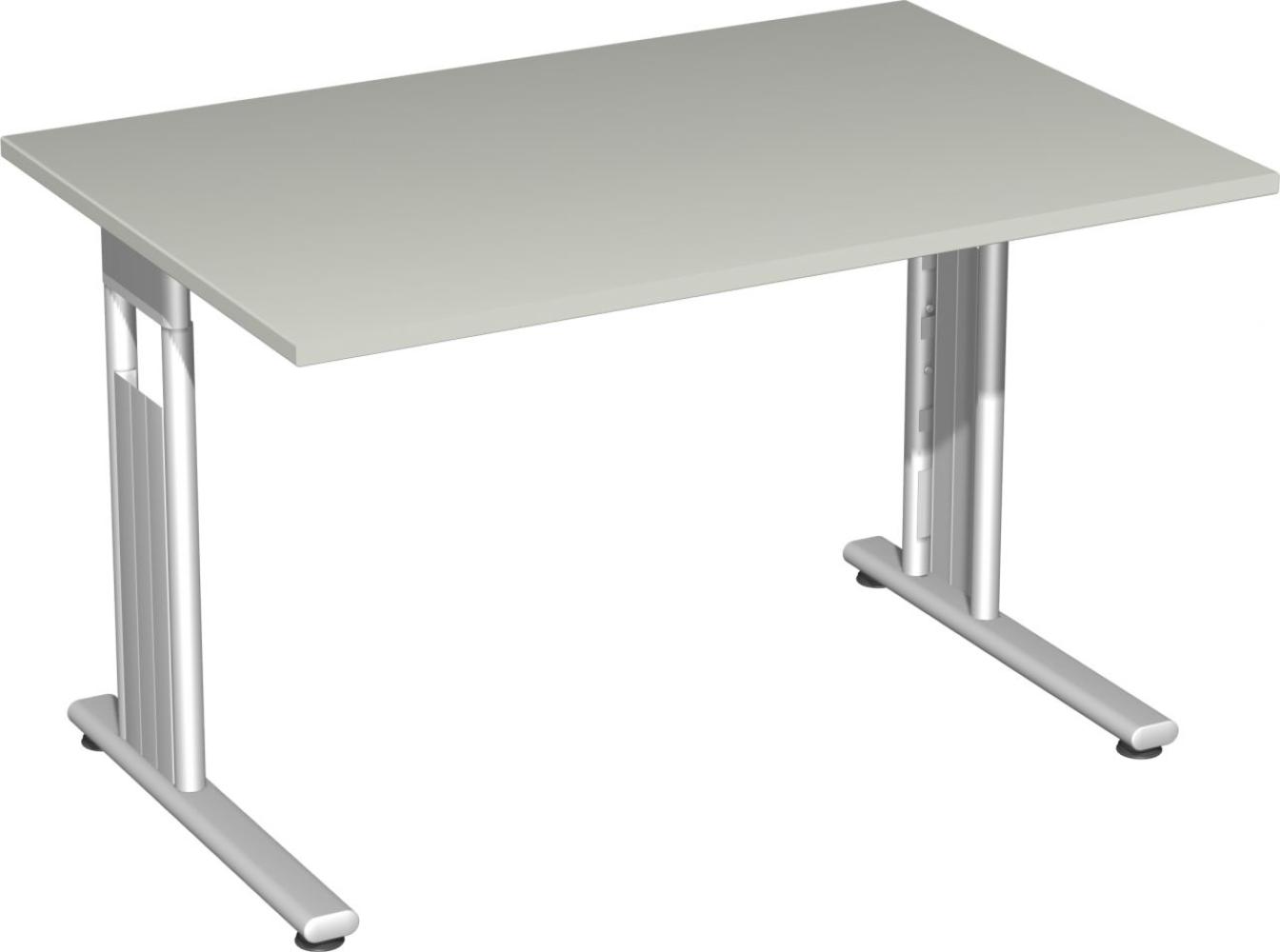 Flex Schreibtisch, links oder rechts verkettbar, 120x80x72cm, Lichtgrau / Silber Bild 1