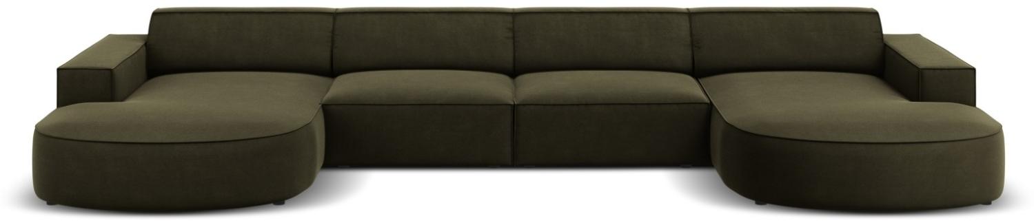 Micadoni 6-Sitzer Samtstoff Panorama Sofa Jodie | Bezug Green | Beinfarbe Black Plastic Bild 1