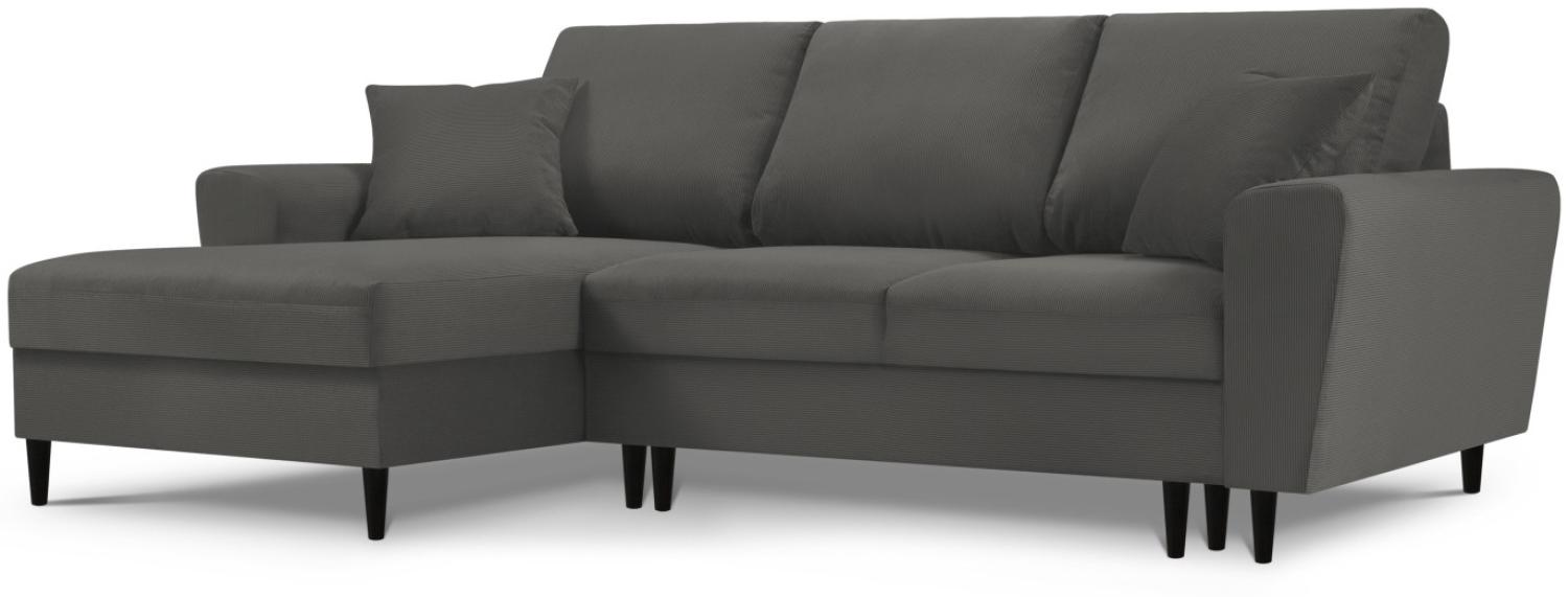Micadoni 4-Sitzer Ecke links Sofa mit Bettfunktion und Box Moghan | Bezug Grey | Beinfarbe Black Beech Wood Bild 1