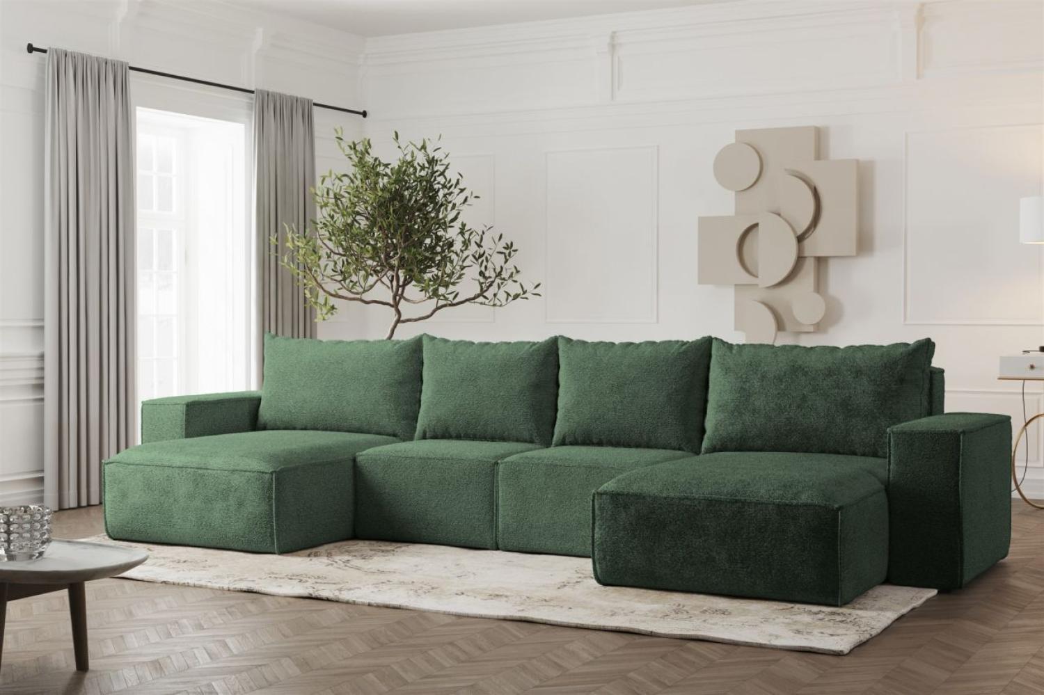 Wohnlandschaft U-Form Sofa ESTELLE in Stoff Abriamo Grün Bild 1