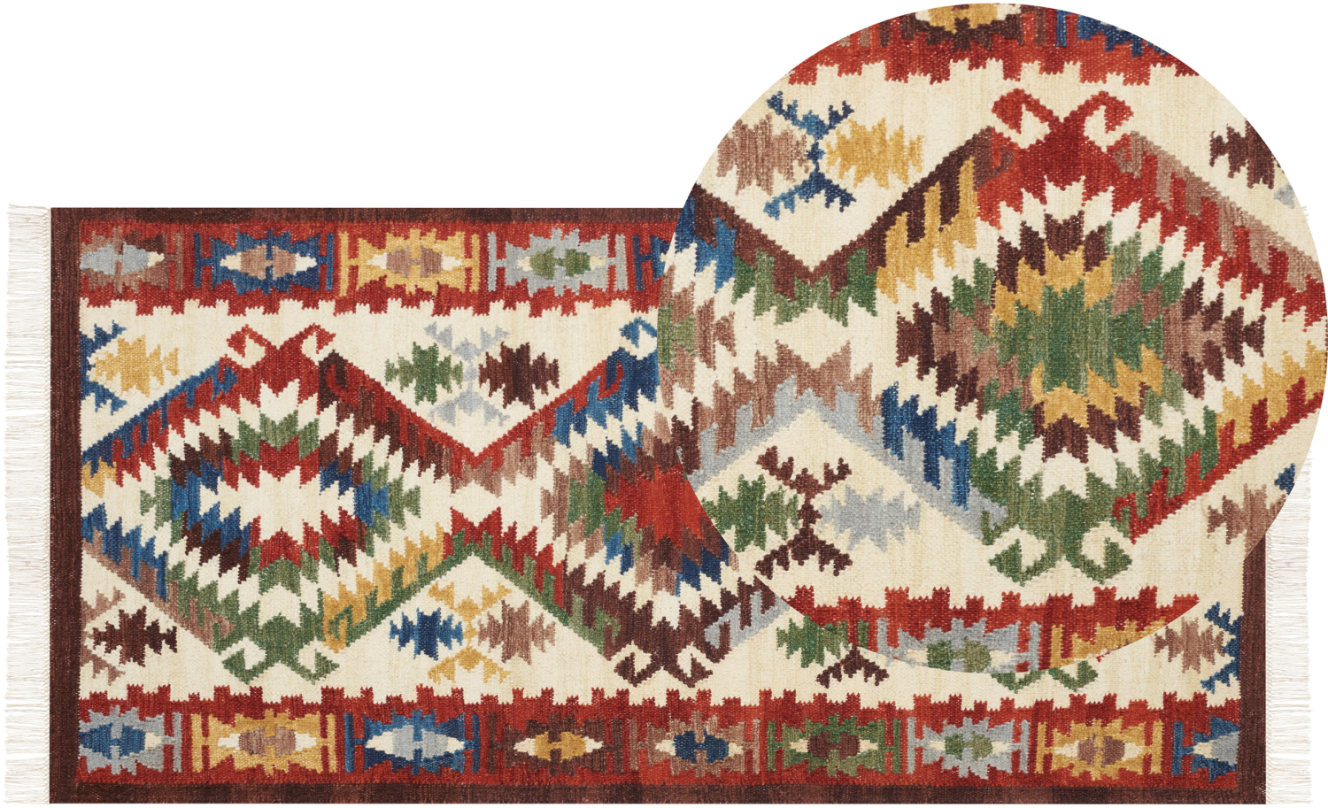 Kelim Teppich Wolle mehrfarbig 80 x 150 cm orientalisches Muster Kurzflor AREVIK Bild 1