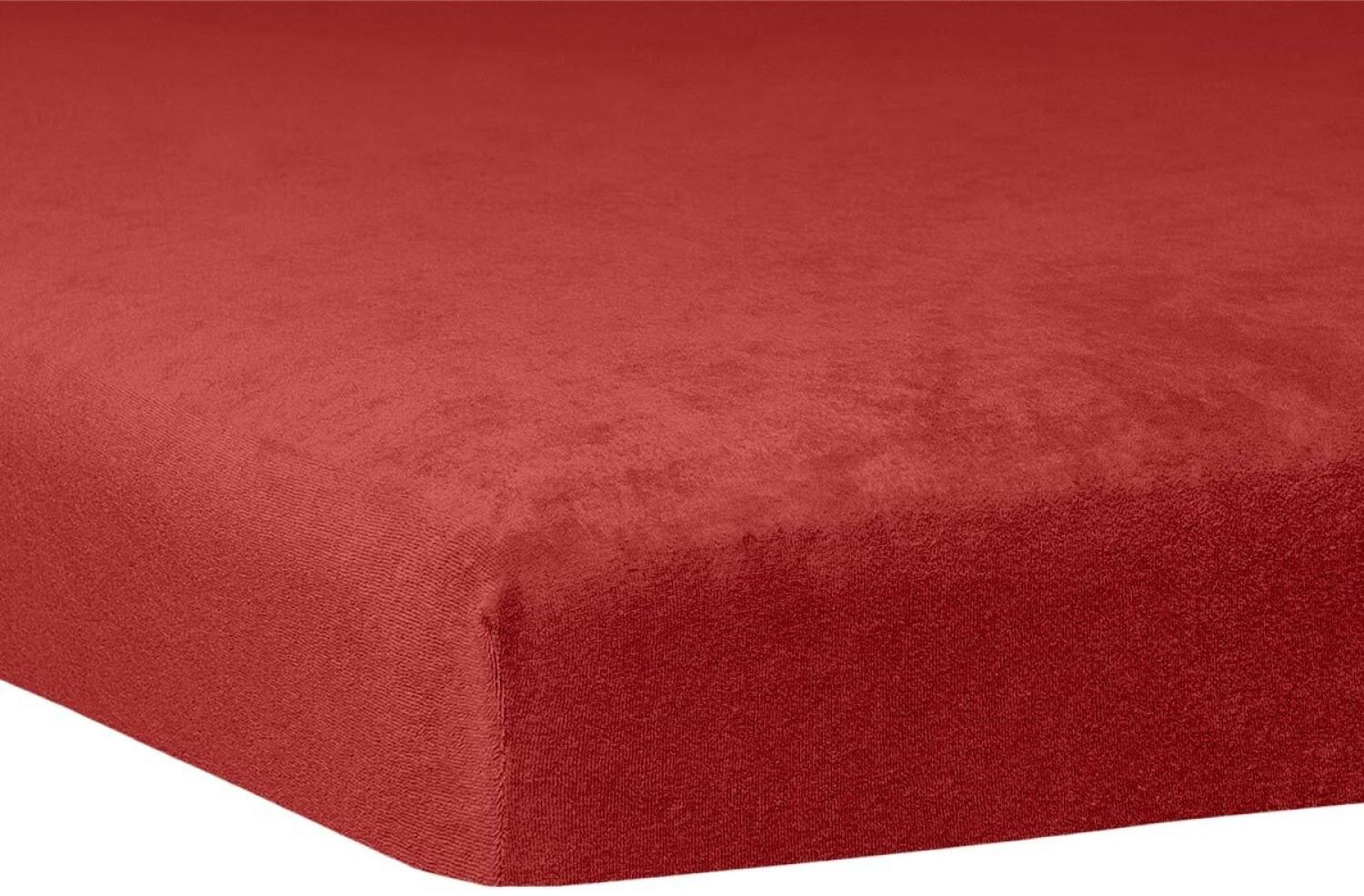 Traumschlaf Flausch Biber Topper Spannbettlaken|120x200 cm - 130x200 cm| karmin Bild 1